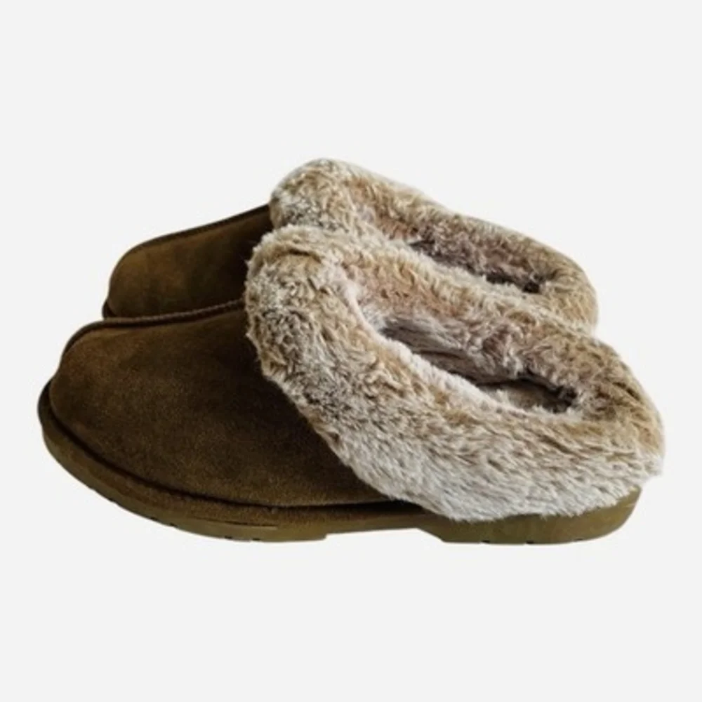 Eddie Bauer Janie Womens Suede Faux Fur Lined Clog Slippers Brown Size 7 - Picture 5 of 7